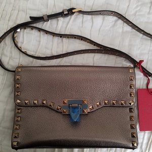 Valentino Garavani Rockstud Vitello Stampa Bronze